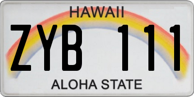 HI license plate ZYB111
