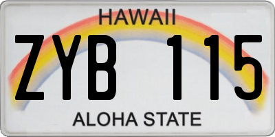 HI license plate ZYB115