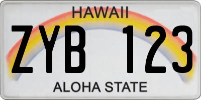 HI license plate ZYB123