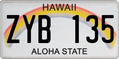 HI license plate ZYB135