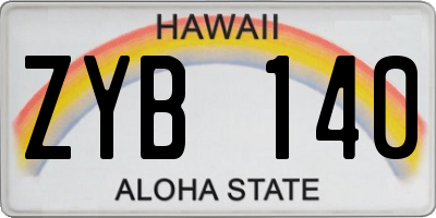 HI license plate ZYB140