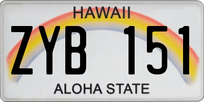 HI license plate ZYB151