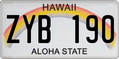 HI license plate ZYB190