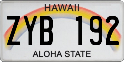 HI license plate ZYB192