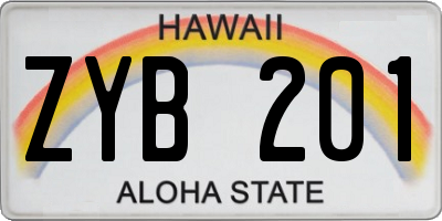 HI license plate ZYB201