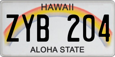 HI license plate ZYB204