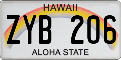HI license plate ZYB206