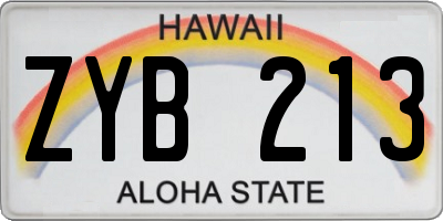 HI license plate ZYB213