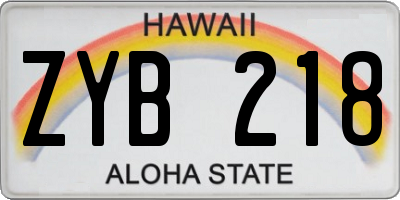 HI license plate ZYB218