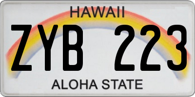 HI license plate ZYB223