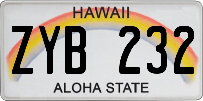 HI license plate ZYB232