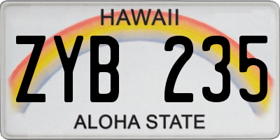 HI license plate ZYB235