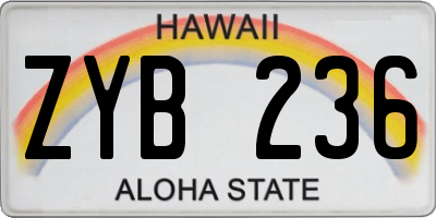 HI license plate ZYB236