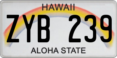 HI license plate ZYB239