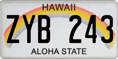 HI license plate ZYB243