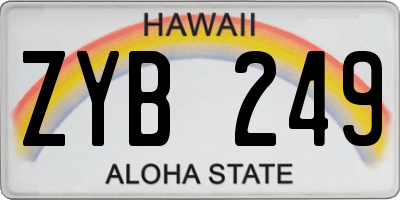 HI license plate ZYB249