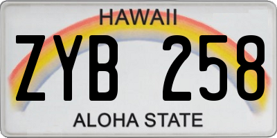 HI license plate ZYB258