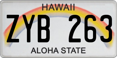 HI license plate ZYB263