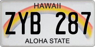 HI license plate ZYB287