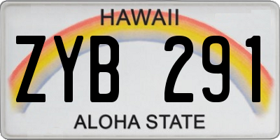 HI license plate ZYB291