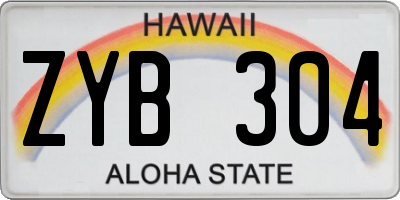 HI license plate ZYB304