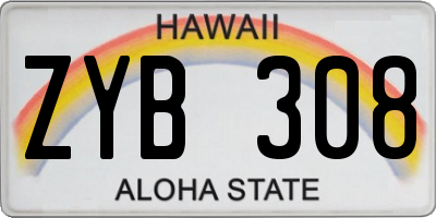 HI license plate ZYB308