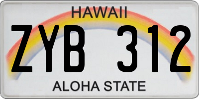 HI license plate ZYB312