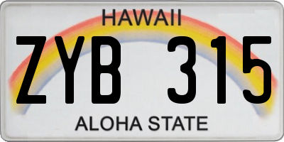 HI license plate ZYB315