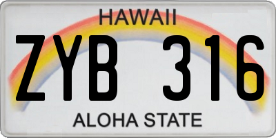 HI license plate ZYB316