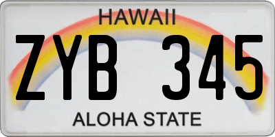 HI license plate ZYB345