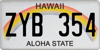 HI license plate ZYB354