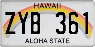 HI license plate ZYB361