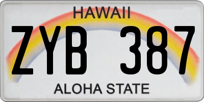 HI license plate ZYB387