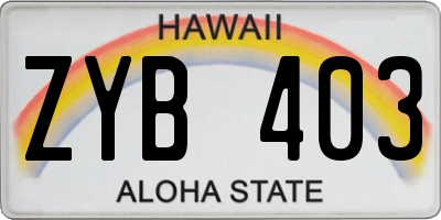 HI license plate ZYB403