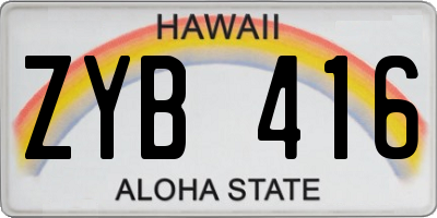 HI license plate ZYB416
