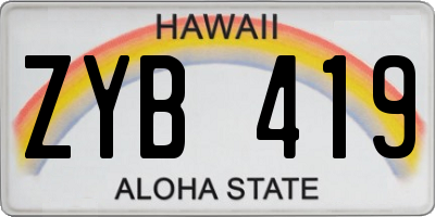 HI license plate ZYB419