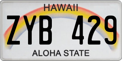HI license plate ZYB429