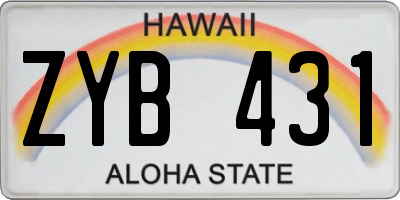 HI license plate ZYB431