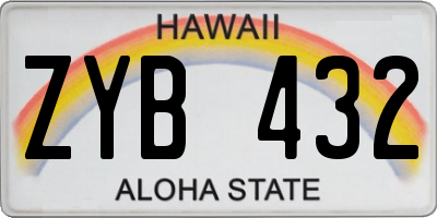 HI license plate ZYB432
