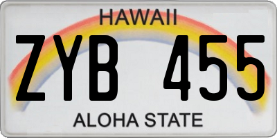 HI license plate ZYB455