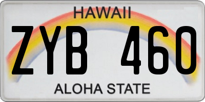 HI license plate ZYB460