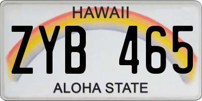 HI license plate ZYB465