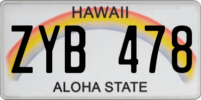 HI license plate ZYB478