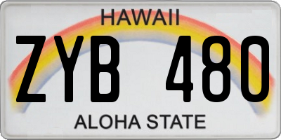 HI license plate ZYB480