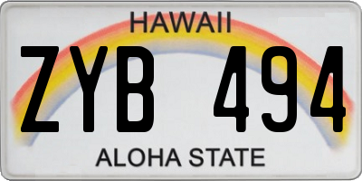 HI license plate ZYB494