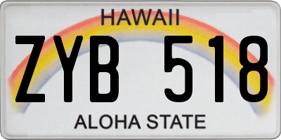 HI license plate ZYB518