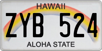 HI license plate ZYB524