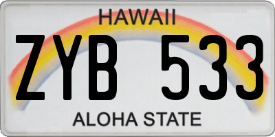 HI license plate ZYB533