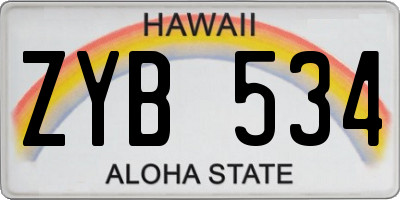 HI license plate ZYB534