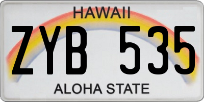 HI license plate ZYB535